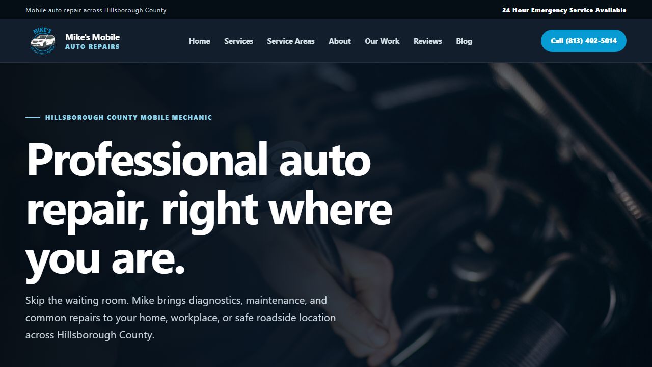 Mike's Mobile Auto Repairs website preview